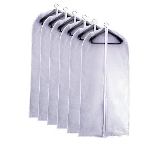 UOUEHRA Funda Traje 60x153cm 6Pcs Protector De Limpieza Fundas Trajes Ropa para Vestido De Novia Largo Almacenamiento y Viaje