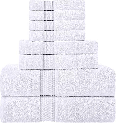 Utopia Towels - Juego de Toallas; 2 Toallas de baño, 2 Toallas de Mano y 4 toallitas - 100% Algodón (Blanco)