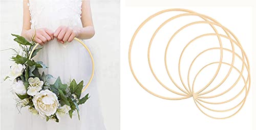 VALAM 6PCS Aros de bambú de Madera para atrapasueños para aro Floral para decoración de Boda, Anillos de Bambú Dream Catcher 3 Talla(10; 12,5; 15 CM)