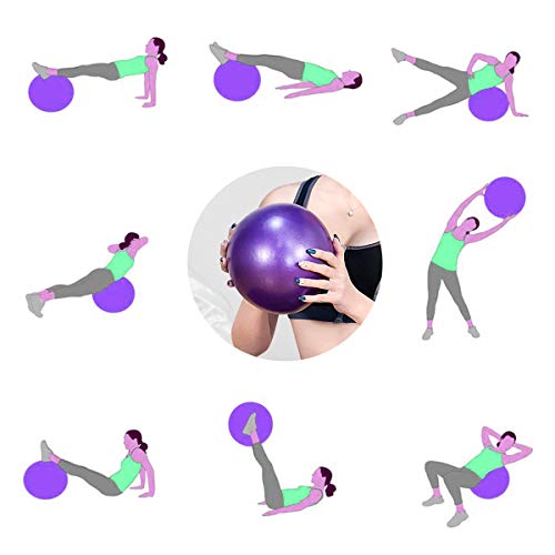 YMWALK Pelota de Pilates, 2 Pelotas de Ejercicio pequeñas de 25 cm, Mini Pelota de Pilates Suave Antideslizante para Gimnasio, Pilates, Yoga, Entrenamiento Central (Morado y Rosa)