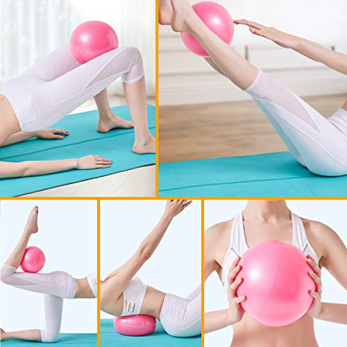 YMWALK Pelota de Pilates, 2 Pelotas de Ejercicio pequeñas de 25 cm, Mini Pelota de Pilates Suave Antideslizante para Gimnasio, Pilates, Yoga, Entrenamiento Central (Morado y Rosa)