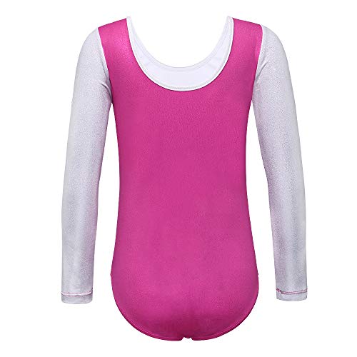 ZNYUNE Niña Maillot Gimnasia 197 Blanco Mangas Largas NO.6A para 5-6 años