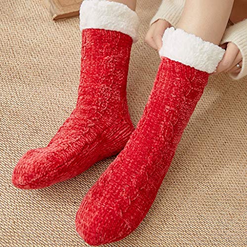 zongshengshop Calcetines Casuales 2 Pares de Invierno Caliente Suave Zapatilla Calcetines sueño Acogedor Bed Calcetines for, Grueso de Punto Pesada Lana Forrada mullidas Calcetines Calcetines UNIS