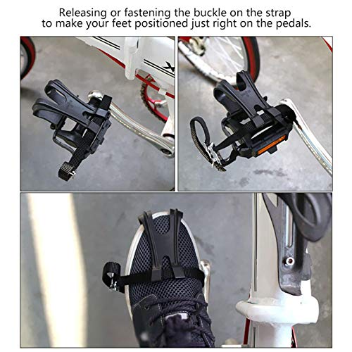 1 par de pedales de bicicleta con clips y correas, pedales de bicicleta Pedales de ciclismo Clips de los dedos de los pies Jaula para bicicleta de montaña Bicicleta de ejercicio Bicicleta de spinning