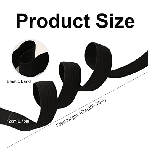 1 Uds bandas de goma para coser, bandas de goma negras, bandas de goma para coser de 20mm x 10m, bandas de goma para coser de poliéster para coser ropa, pantalones, bandas elásticas DIY para el hogar