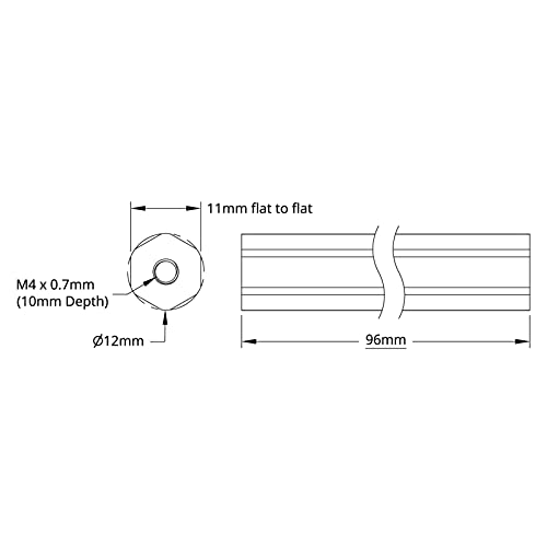 10 piezas de varilla hexagonal de 12 mm, barra de eje hexagonal de aleación de aluminio, barra de eje de metal con orificio de tornillo M4 para robots inteligentes(4104-0012-0104)