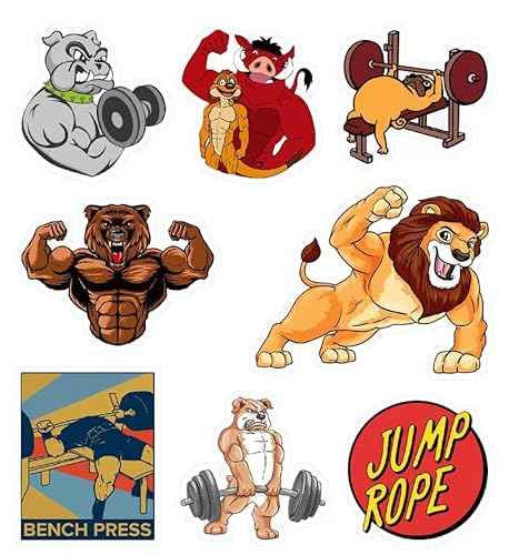 100 Fitness Inspiradoras Pegatinas, Gimnasia Bonitas Pegatinas para Botella de Agua, Coche, Guitarra, Resistente al Agua, Colorido, Paquete Stickers Decorativo para Niños, Adolescentes y Niñas