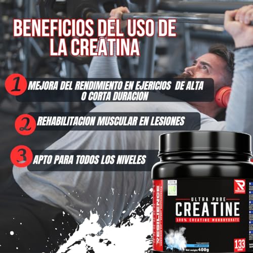 100% Pure Creatine Monohydrate| Creatina Monohidratada en Polvo que Aumenta tu Masa Muscular Fuerza y Resistencia | Vegano | Sin sabor |400g creatina pura polvo alta solubilidad |Creatina en Polvo