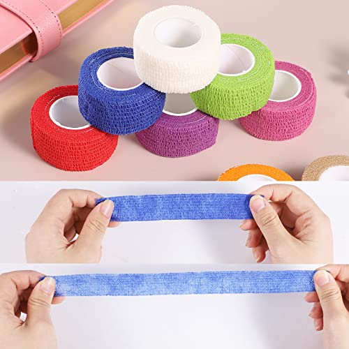 12 Rollos Tape Crossfit, 2,5 cm x 4,5 m Venda Cohesiva Venda Elastica Adhesiva Esparadrapo Deportivo para Deportes Mano Brazo Pie Articulación Dedo (Colorido)