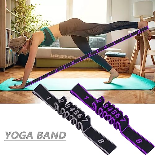 2 Bandas de Resistencia con Bucles, Bandas de Fitness Cinturón Elástico de Yoga Bandas de Fitness Deportivas Banda de Ejercicio Ajustable para Fitness, Yoga, Entrenamiento de Baile, Pilates