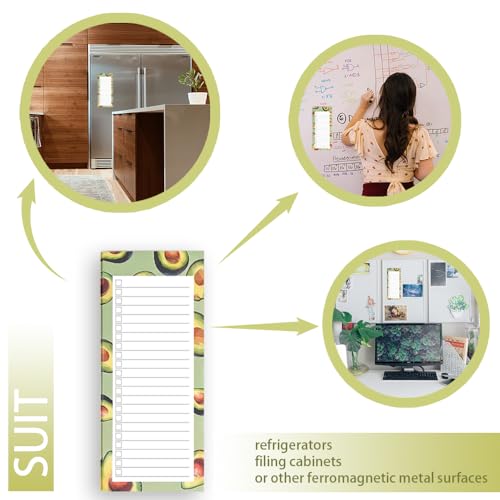 2 blocs Notas de frutas del refrigerador Bloc Notas Magnéticas Nevera Lista de la Compra para compras, para hacer, planes de comidas（aguacate)