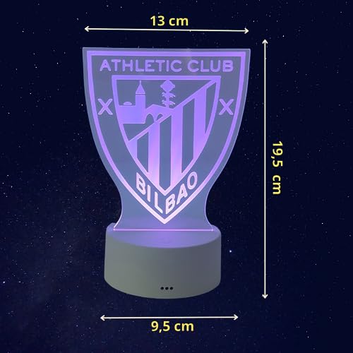 2 pantallas+1base: Lámpara led mesita de Noche Athletic Bilbao+Pantalla Lisa para escribir. 16 colores luz. Mando distancia, cargador y lápiz para escribir en pantalla incluido.Luz nocturna infantil