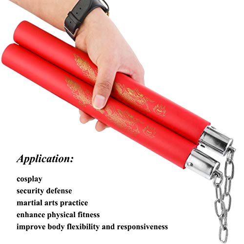 2 Pares de Nunchakus Espuma portátiles Nunchaku Artes Marciales Nunchakus Profesionales Nunchaku de Entrenamiento de Seguridad Nunchucks con Cadena de Acero para Adultos Niños y Principiantes