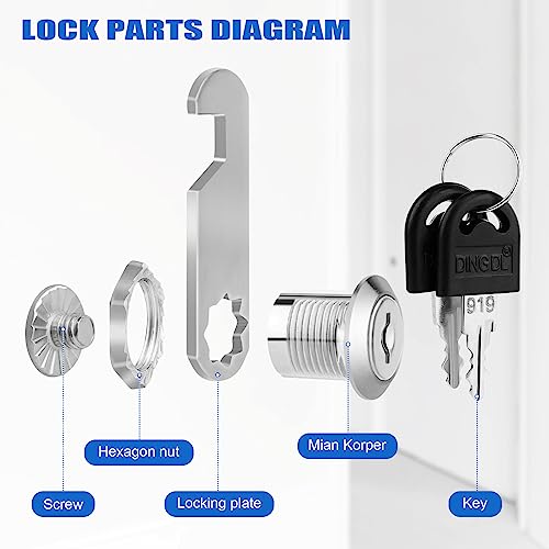 2 Piezas Cerradura de Buzón con Llaves, Cerradura de Buzón Seguridad, Cerradura de Taquilla para Armario, Aleación Zinc 16MM, para Buzones, Puertas y Muebles (Plata)