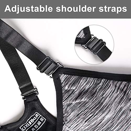 2 Piezas Sujetador Deportivo Mujer de Alto Impacto, Ajustable Push Up Sujetadores Sport Bra Top sin Costuras Almohadillas Extraíbles para Yoga Gimnasio Running (Negro Violeta, M)