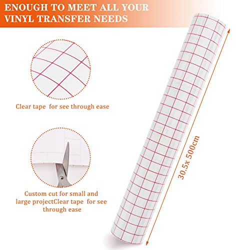 2 Rollos Cinta de Transferencia de Vinilo,30,5 x 500cm Lámina de Transportador Vinilo Adhesivo,Papel Transfer con Rejilla de Alineación para Calcomanías,Ventanas,Pegatinas,Automóviles