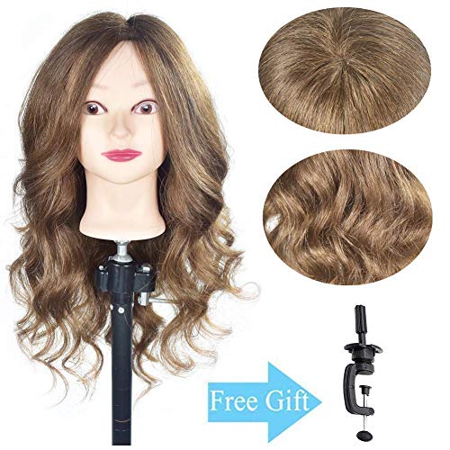 20 "- 22" cabeza de entrenamiento 100% cabeza de muñeca maniquí de belleza de cabello real (incluyendo clip de mesa)