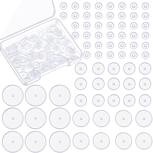 200 Discos de Perforación Transparente de Bulto Perforante 3/5/ 7/9 mm Espalda Tapón de Aretes de Silicona Almohadilla Plástica para Estabilizar Parche Soporte de Lóbulo Oreja, 4 Tamaños