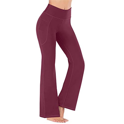 2021 Nuevo Mujer Pantalones, Pantalones Piernas Anchas Yoga Pantalones Color sólido Casual Largos Pantalones Mujer Gym Pantalones Leggings Cómodo Cintura Alta Deportivos Running