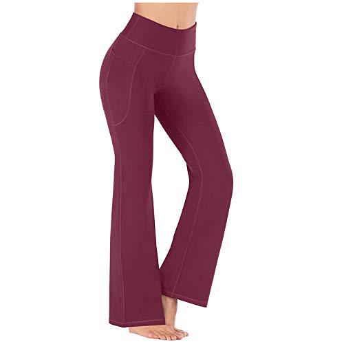 2021 Nuevo Mujer Pantalones, Pantalones Piernas Anchas Yoga Pantalones Color sólido Casual Largos Pantalones Mujer Gym Pantalones Leggings Cómodo Cintura Alta Deportivos Running