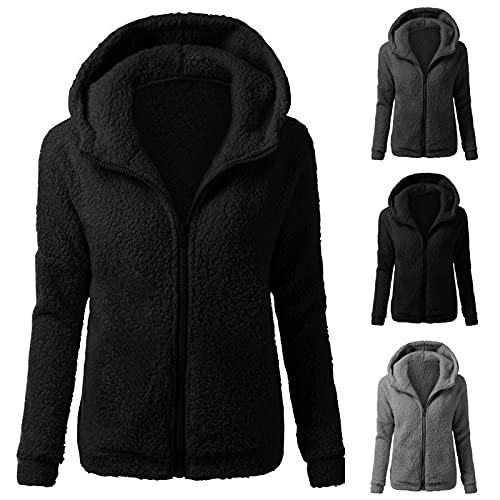 2023 Chaquetas de Felpa Suave para Mujer Cálida Cremallera Abrigo con Capucha Casual Suéter Ligero y Cómodo Sweatshirt Hoodie Talla Grande Rapa Mjuer Invierno Blusas Tops Baratas Cazadora Jersey