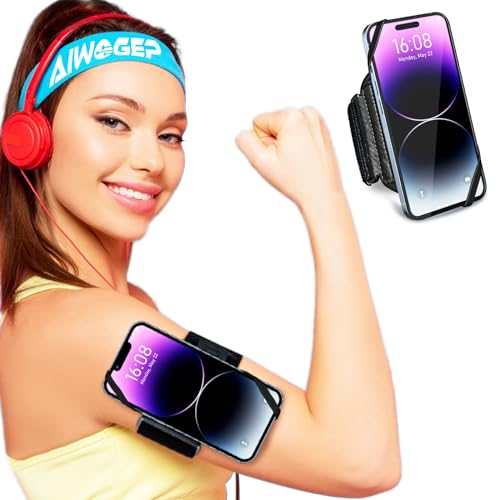 【2023 Nuevo】 AIWOGEP Brazalete Deportivo para Correr, 360 ° Giratorio y Desmontable Porta Movil Running Compatible con iPhone Samsung Huawei etc Teléfonos de 4.7''-7.5''.