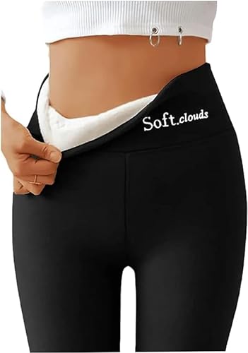 2024 New Soft Clouds Fleece Leggings,Slim Winter Leggings Soft Clouds,Soft Clouds Leggings For Women,Cloud Leggings (Black,Medium)