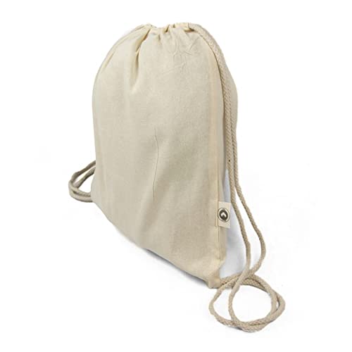 20x Mochila Bolsa Algodón natural con cordones tamaño 39 x 35 cm. 130 grs.