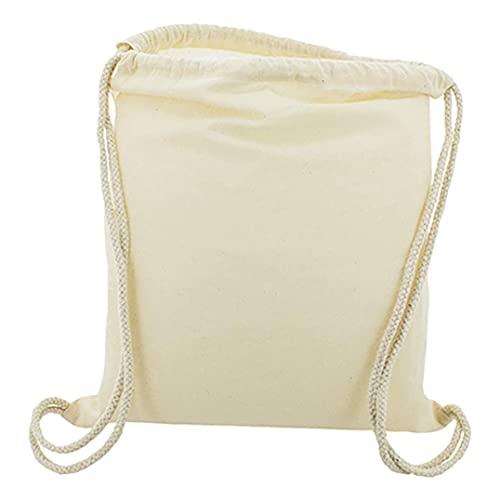 20x Mochila Bolsa Algodón natural con cordones tamaño 39 x 35 cm. 130 grs.