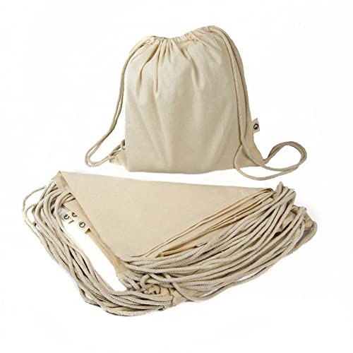 20x Mochila Bolsa Algodón natural con cordones tamaño 39 x 35 cm. 130 grs.