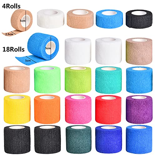 22 tape crossfit venda cohesiva autoadhesivas 5cm ×4,5m +2,5cm ×4,5m venda elastica deportiva, vendaje esparadrapo dedos, vet wrap para perros rollos de primeros auxilios fisioterapia