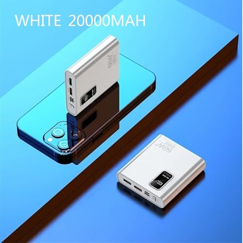 2/30000mAh PD 66W Banco De Energía De Carga Súper Rápida HD Cargador Portátil Digital Batería Externa Compatible con Apple iPhone Compatible con Xiaomi (Color : White, Size : 30000mAh)