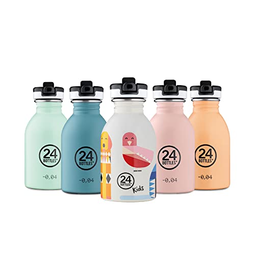 24Bottles Kids Bottle - Botella Agua Acero Inoxidable Niños Niñas 250ml, Botella Agua Niños para Colegio y Deporte 100% Hermética, Botella de Agua Niños Personalizada Ultraligera, Cantimplora Infantil