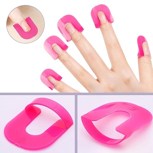 26 Plantillas para Esmalte de Uñas, 1 PCS Pluma Corrector Esmalte Uñas, Protección y Diseño Creativo de Uñas, Accesorios para Nail Art, 10 tamaños Cubierta Protectora de Uñas Reutilizable (Rosa)