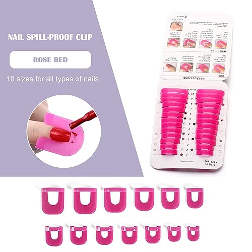 26 Plantillas para Esmalte de Uñas, 1 PCS Pluma Corrector Esmalte Uñas, Protección y Diseño Creativo de Uñas, Accesorios para Nail Art, 10 tamaños Cubierta Protectora de Uñas Reutilizable (Rosa)