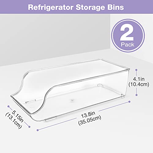 【2Packs】Puricon Organizador de Latas y Botellas para Refrigerador, Contenedores Apilables de Plástico para Almacenamiento de Bebidas, Frutas, Verduras, Aperitivos, etc. -Transparente