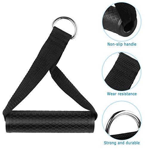 2Pcs Agarre Gym Mango de Resistencia para Ejercicios, Asas para Correa de Ejercicios de Espuma para Fitness Asa de Repuesto de Cuerda de Tracción para Gimnasio, Equipo de Entrenamiento (Negro)