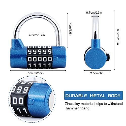 2Pcs Cerradura de la Combinación de Seguridad Candado de 5 Dígitos, Juego de Candado Impermeable Antirruido Reajustable para El Casillero del Gimnasio Escolar, Archivadores