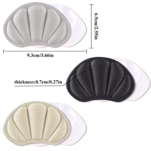 3 pares de taloneras, almohadillas antideslizantes para zapatos grandes, almohadillas antideslizantes para calzado deportivo de hombre y mujer (color piel + negro + gris)