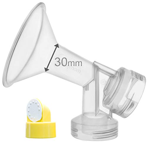 30 mm de una pieza extra para senos grande w / válvula y membrana para extractores de leche Medela; comparar a Medela 30 mm (X-Large) Personal Fit Shield mama y PerosnalFit Conector; Hecho por Maymom BN.