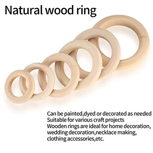 30 Piezas Anillos de Madera, Aros de Madera Natural, Anillos Redondos para Decoración Manualidades, Joyas, Macramé - 60mm