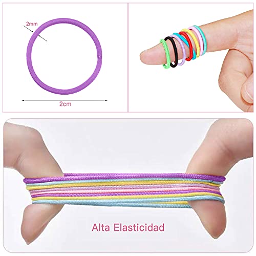 300 Piezas Gomas de Pelo para Niña, VEGCOO Elástica Mini Bandas de Pelo Lazos de Pelo Multicolor Accesorios para el Cabello para Niña Bebé (B)