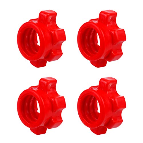 4 abrazaderas de barra de barra Barra de barra Spinlock Collar Abrazaderas de tornillo tuerca hexagonal Tornillo de repuesto para barra de mancuernas levantamiento de pesas/195 (Color: rojo)