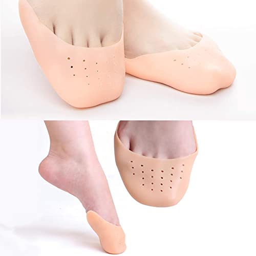 4 Pares Protectores de Puntas Ballet, Protector de Punta de Puntera, Almohadilla de Silicona para Ballet, Adecuado para Bailarinas, con Rejillas De Ventilación (Color de Piel y Blanco)