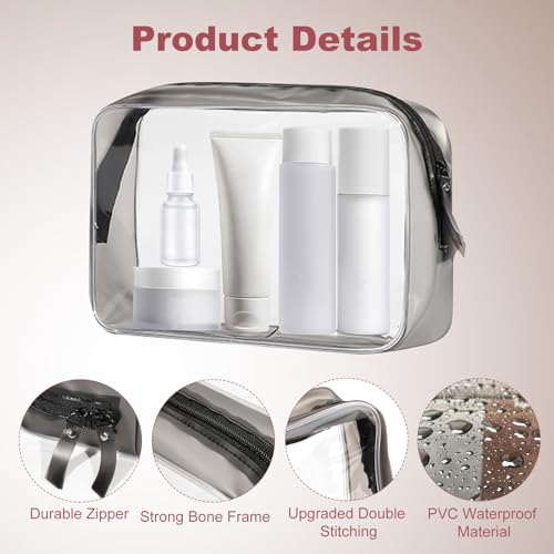 4 PCS Neceser Transparente e Impermeables con Certificado TSA, Neceser Juvenil para Vacaciones, Viajes, Baño, Accesorios de Viaje, Avión, Líquidos, Bolsa de Cosméticos de PVC,