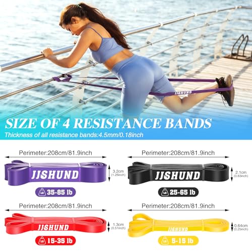 4 Piezas Gomas Elasticas Musculacion, Bandas Elasticas Musculacion con 1 Bolsa 1 Manual de Instrucciones, Bandas Resistencia Cintas Elasticas Musculacion para Entrenar Powerlifting Fitness Yoga