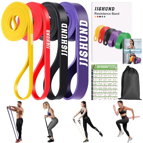 4 Piezas Gomas Elasticas Musculacion, Bandas Elasticas Musculacion con 1 Bolsa 1 Manual de Instrucciones, Bandas Resistencia Cintas Elasticas Musculacion para Entrenar Powerlifting Fitness Yoga