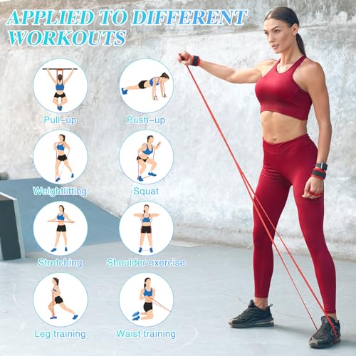 4 Piezas Gomas Elasticas Musculacion, Bandas Elasticas Musculacion con 1 Bolsa 1 Manual de Instrucciones, Bandas Resistencia Cintas Elasticas Musculacion para Entrenar Powerlifting Fitness Yoga