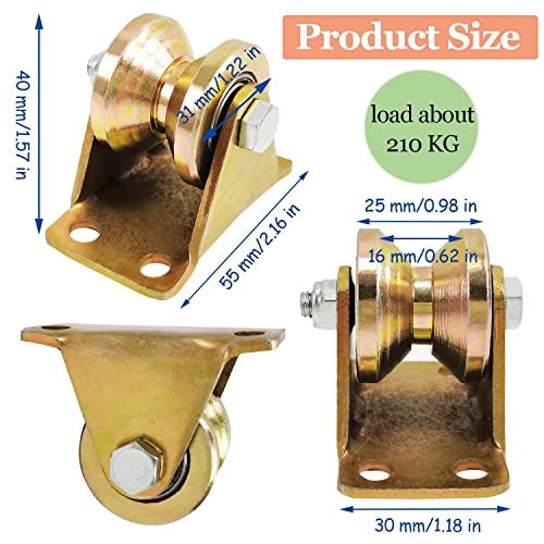 4 ruedas de inversión para cuerdas, ruedas giratorias de acero con ranura en V, capacidad de carga de 210 kg, para tendedero, sistema de poleas, maquinaria industrial