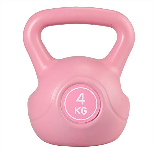 4KG Pesa Rusa con Revestimiento de Vinilo, Anbte Pesas rusas Entrenamientos de Gimnasio en Casa Ideal para Ejercicios y Entrenamientos de musculación. Entrenamiento del Cuerpo, Musculatura-Rosado